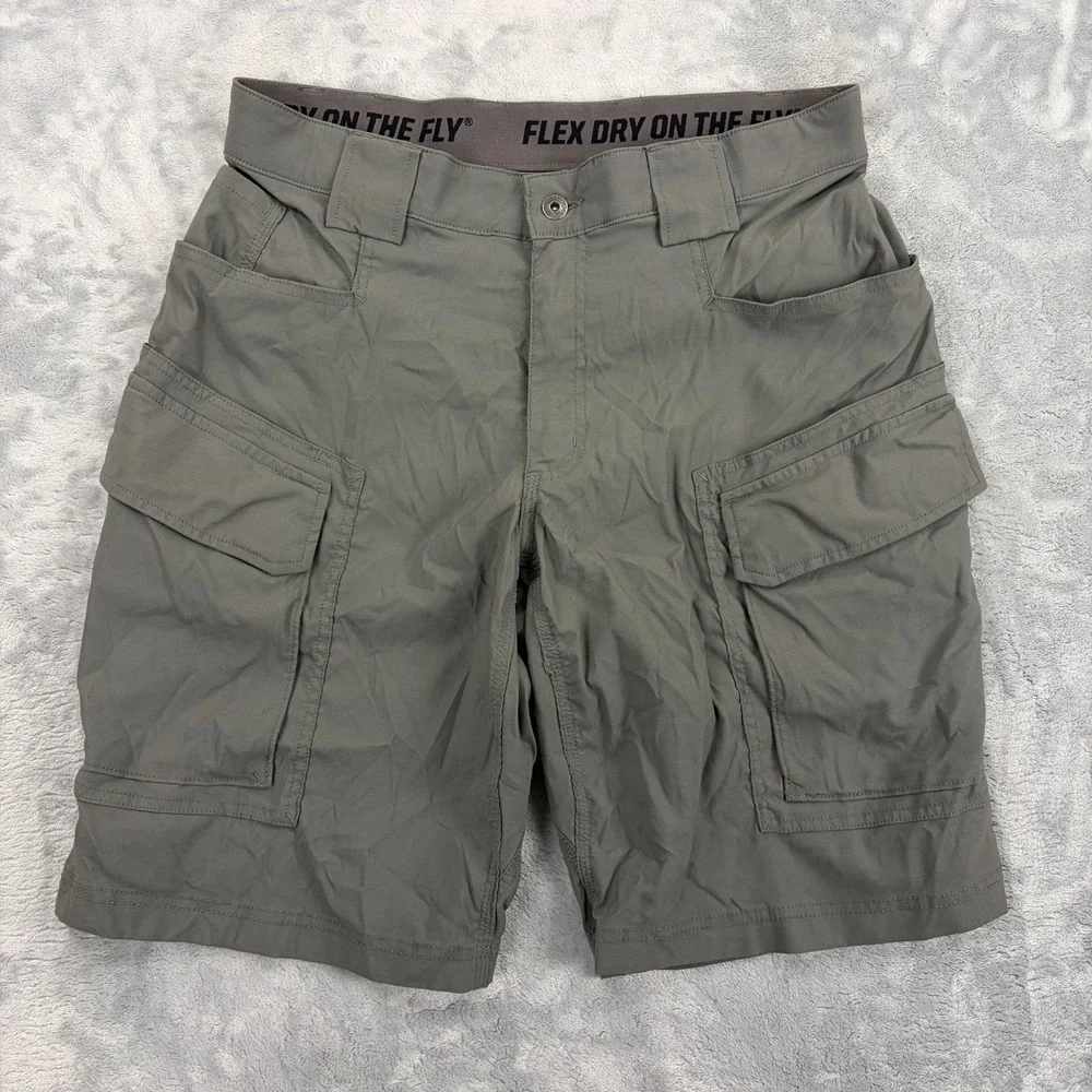 Duluth Trading Cargo Shorts Men 34 Gray Flex Dry On The Fly Relaxed 10